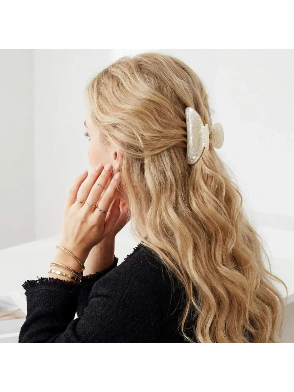 Stylish Medium Acrylic Claw Clips for Women & Girls - 2 Pack Hair Accessories